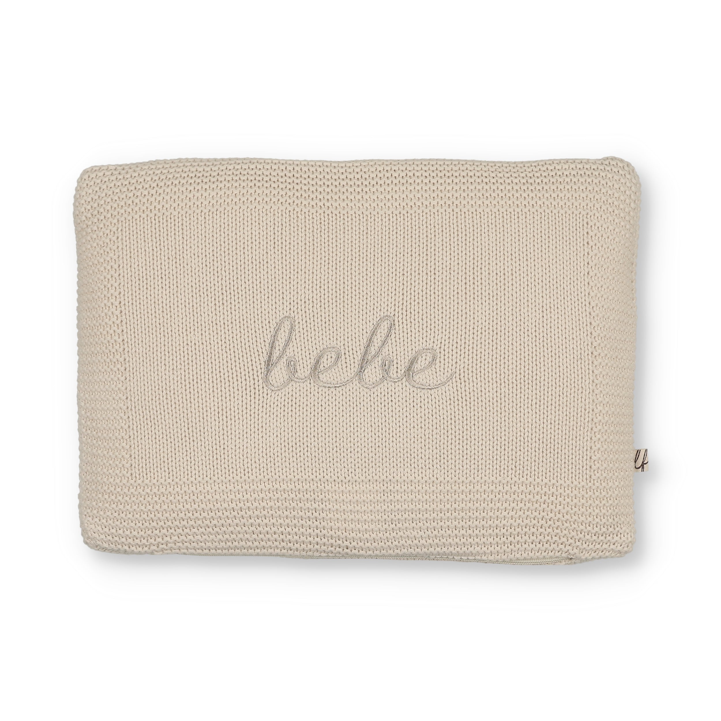 Little Fawn Bebe Embroidered Knit Pillow - Beige