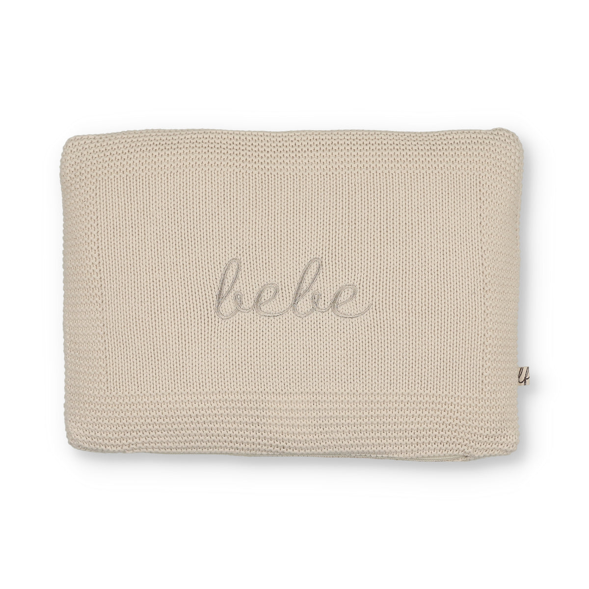 Little Fawn Bebe Embroidered Knit Pillow - Beige