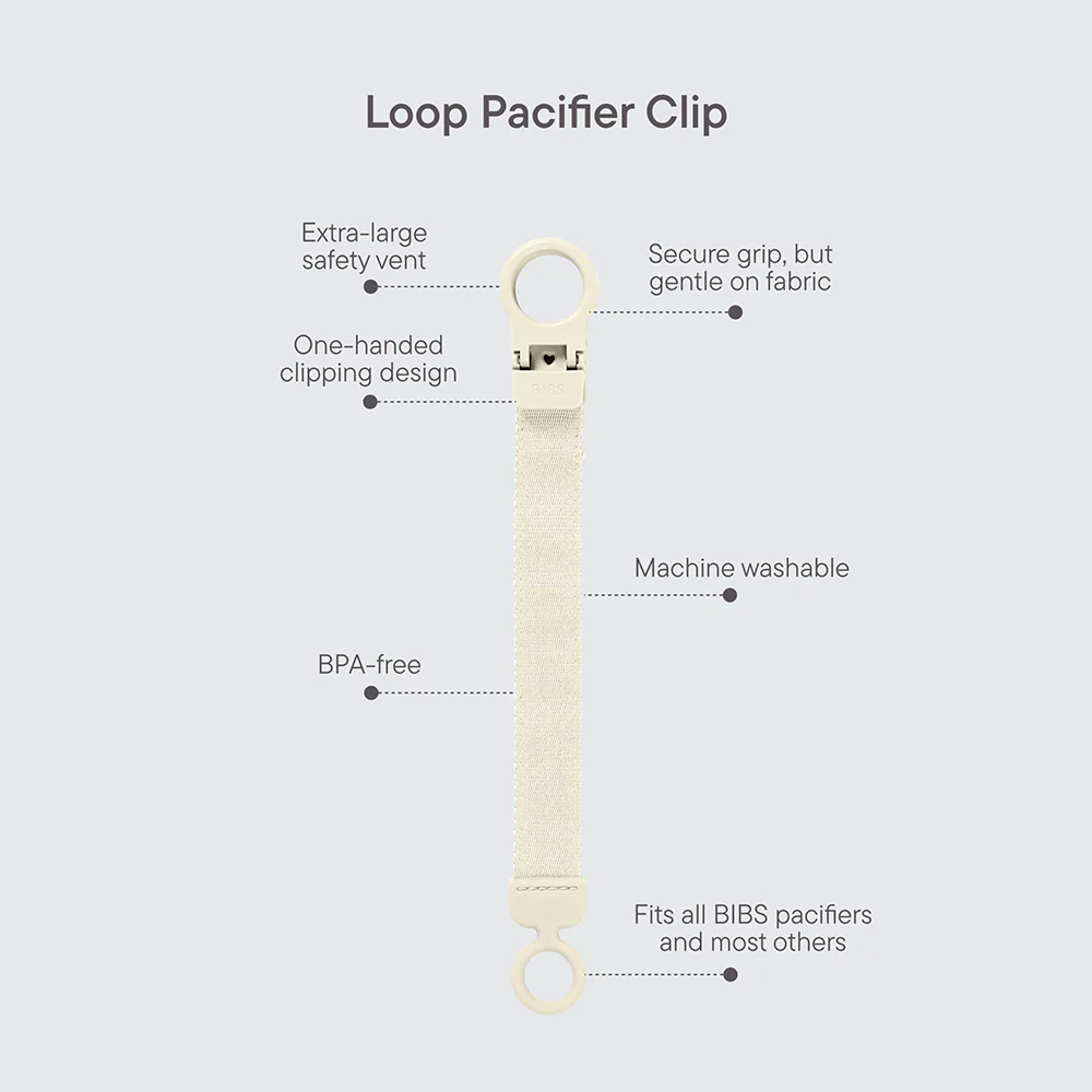 Bibs Pacifier Loop Clip - Ivory