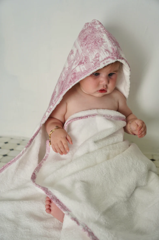 Little Threads Pink Toile Bath Towel