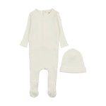 Mema Knits Wide Ribbed Heart Textured Footie & Hat