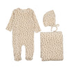 Mema Knits Printed Velour Side Snap Layette set