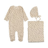 Mema Knits Printed Velour Side Snap Layette set