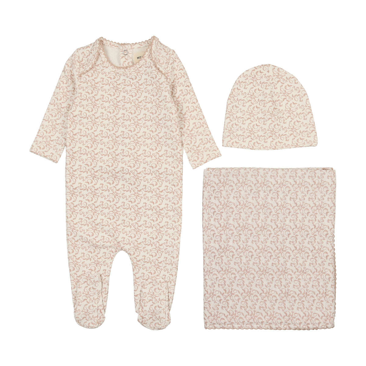 Mema Knits Fruit Print Layette Set