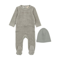 Mema Knits Little and Loved Velour Footie & Hat