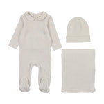 Mema Knits Picot Edge Velour Layette Set