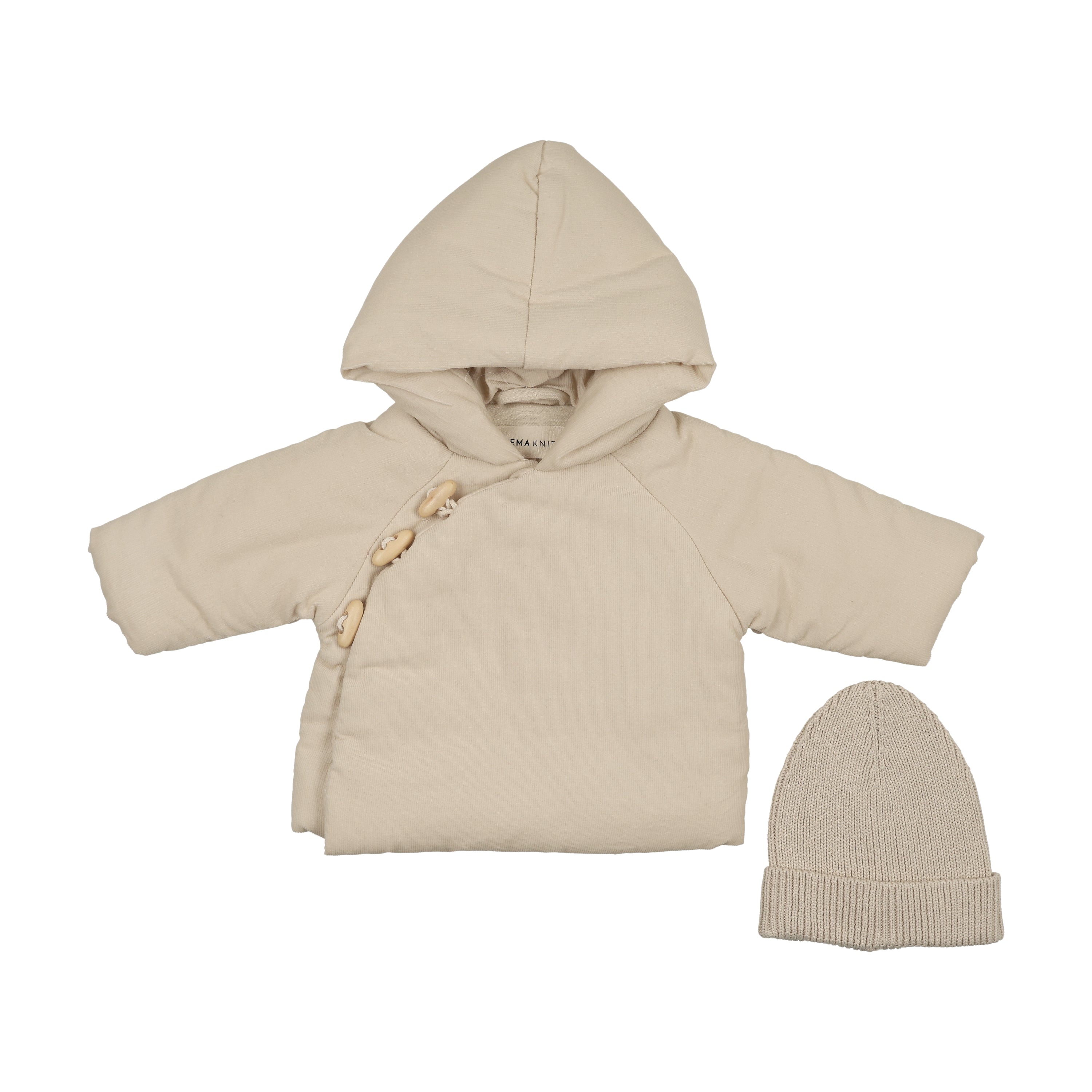 Mema Knits Corduroy Jacket & Knitted Beanie - Stone