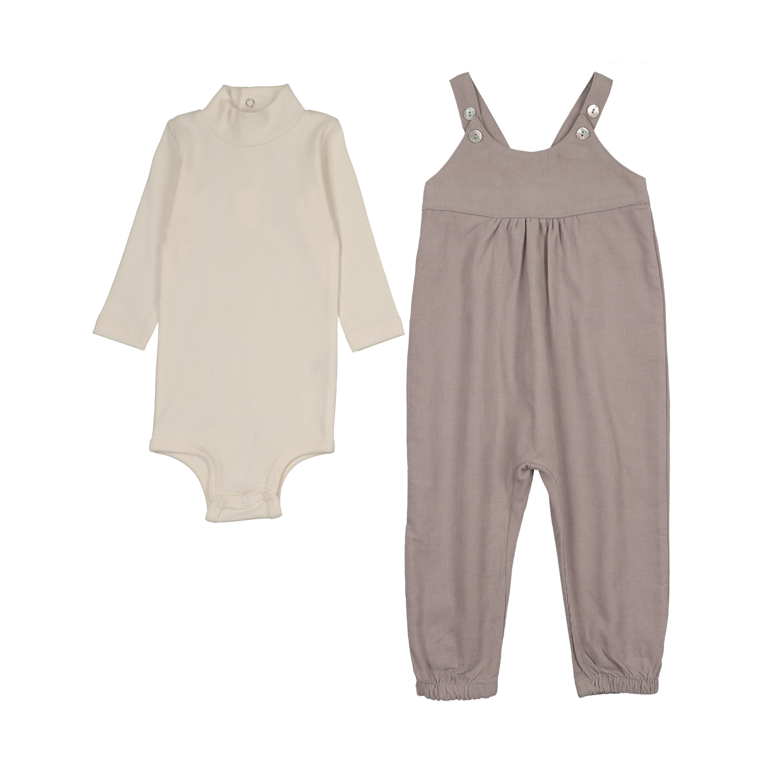 Mema Knits Corduroy Overall & Onesie Set - Hazy Lavendar