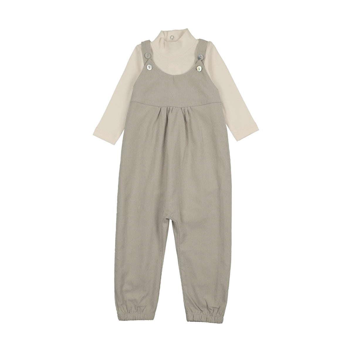 Mema Knits Corduroy Overall & Onesie Set - Dark Grey