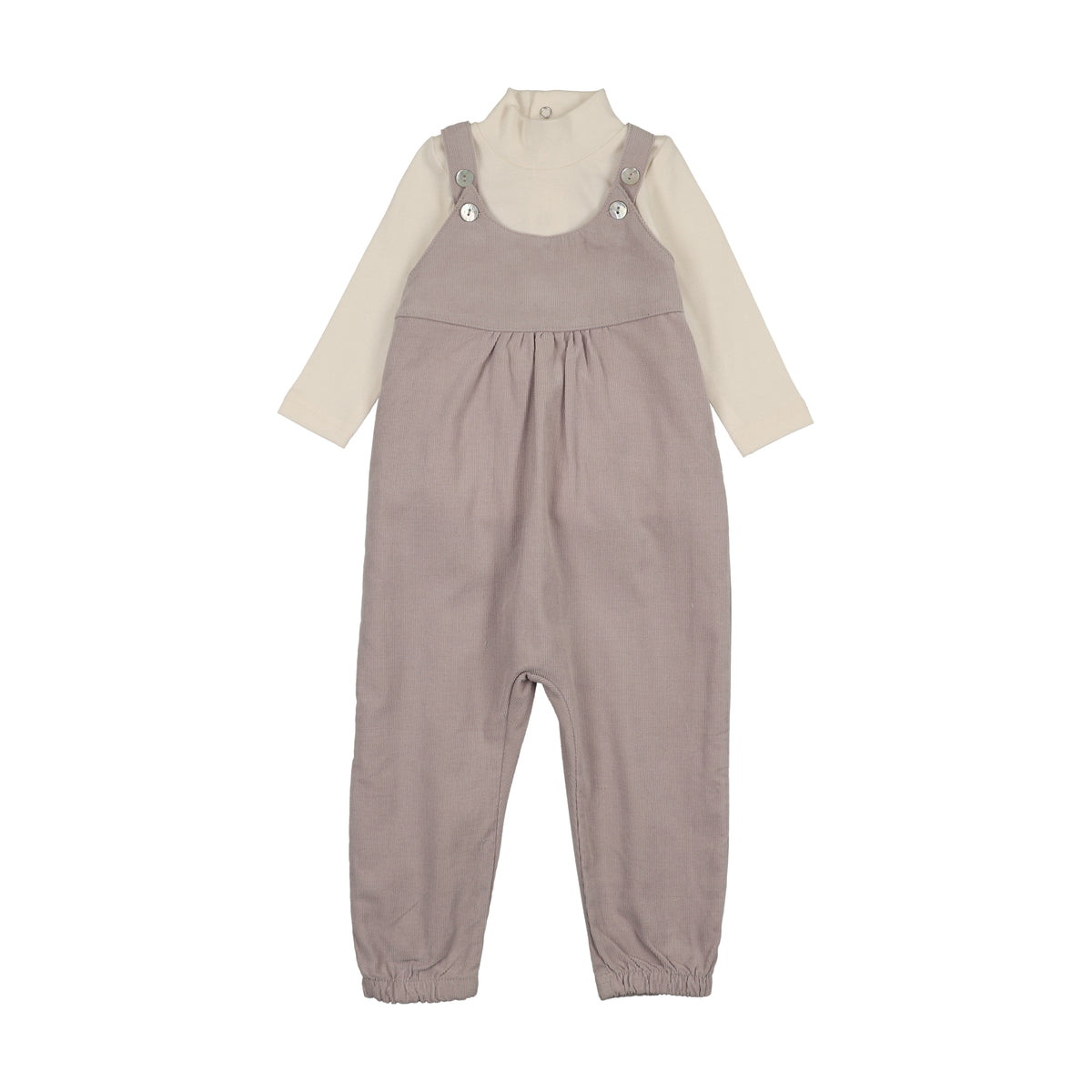 Mema Knits Corduroy Overall & Onesie Set - Hazy Lavendar