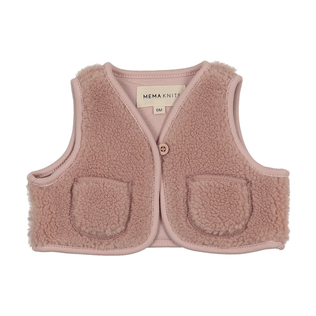 Mema Knits Sherpa Vest - Pale Rose