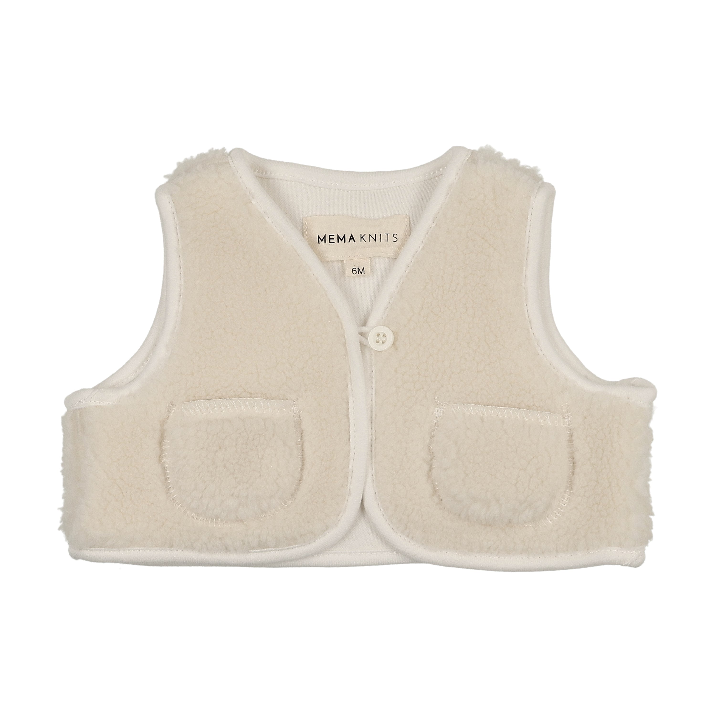 Mema Knits Sherpa Vest - Ivory