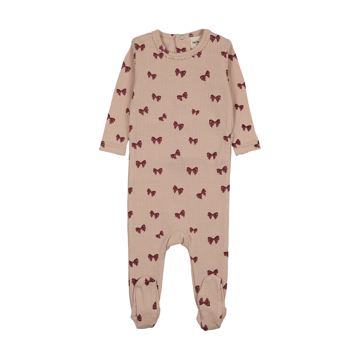 Mema Knits Bow Printed Footie