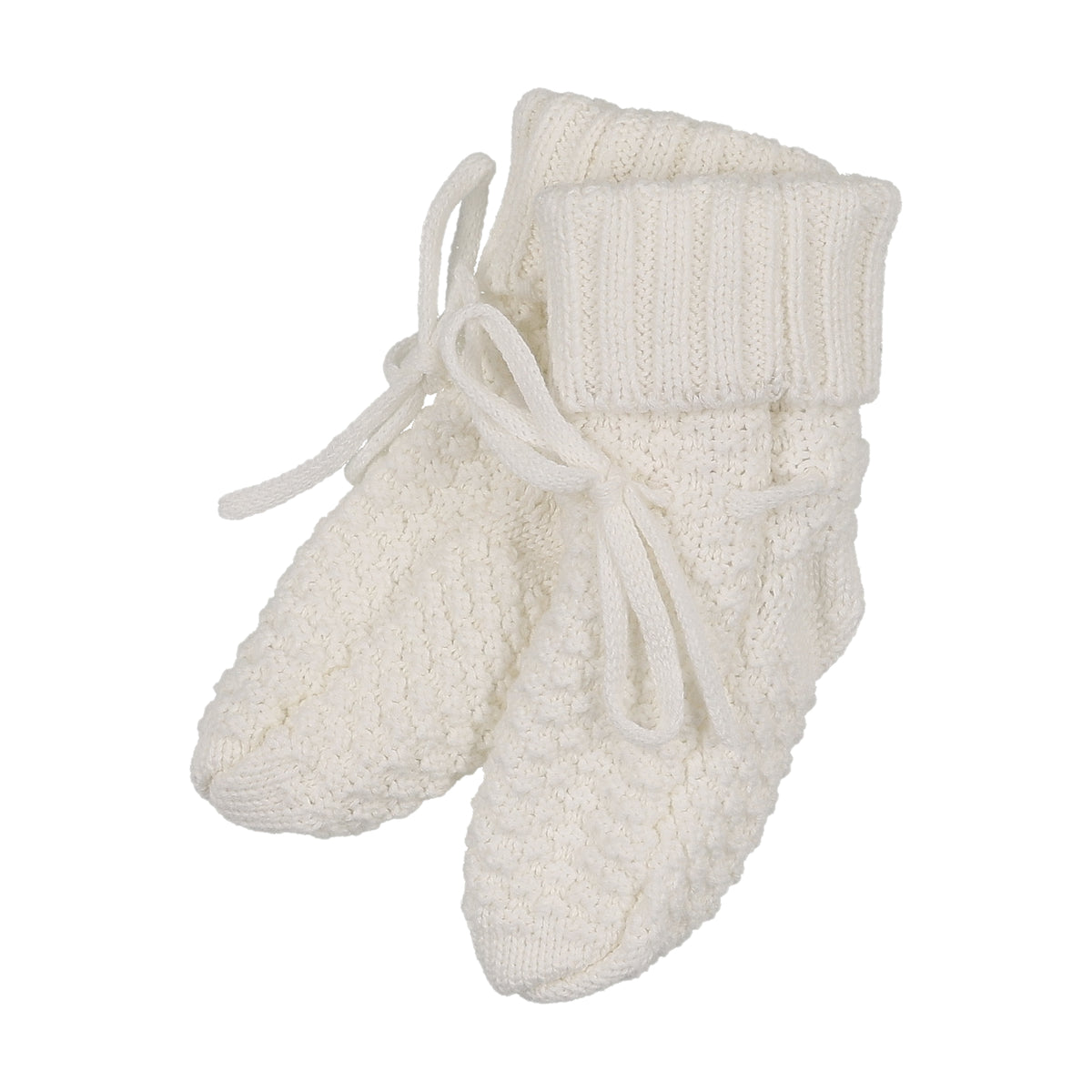 Mema Knits Waffle Knit Booties - Winter White
