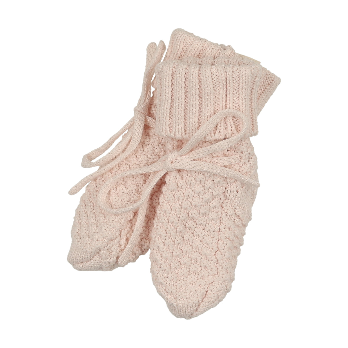 Mema Knits Waffle Knit Booties - Baby Blush