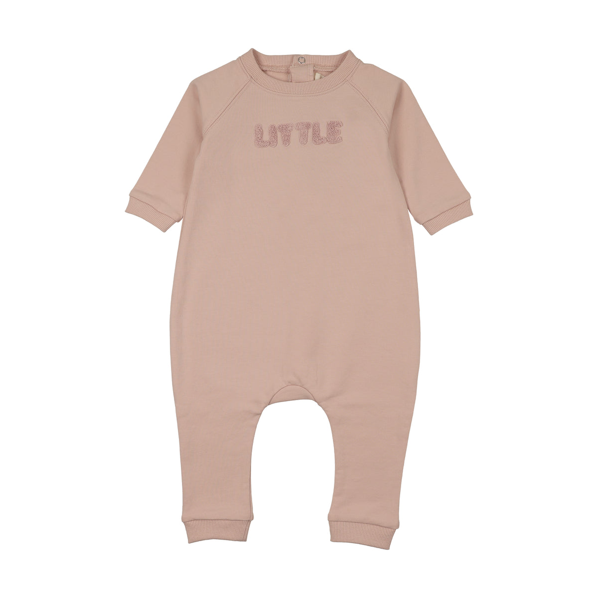 Mema Knits Sherpa Word Art Jumpsuit - Baby Blush