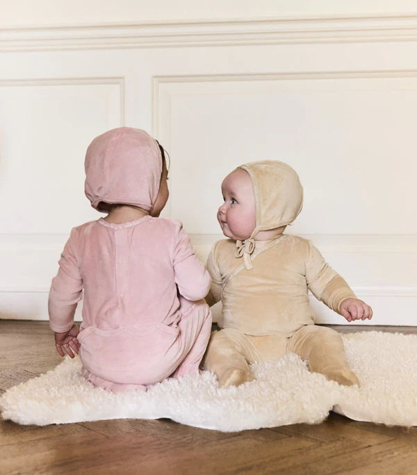 Noggi Worded Velour Wrap Trim Layette Set