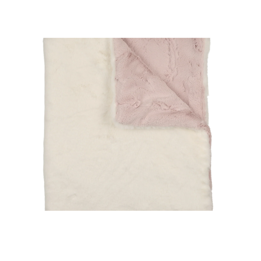 Peluche Lux Fur Blanket Natural and Rose Super Fluff