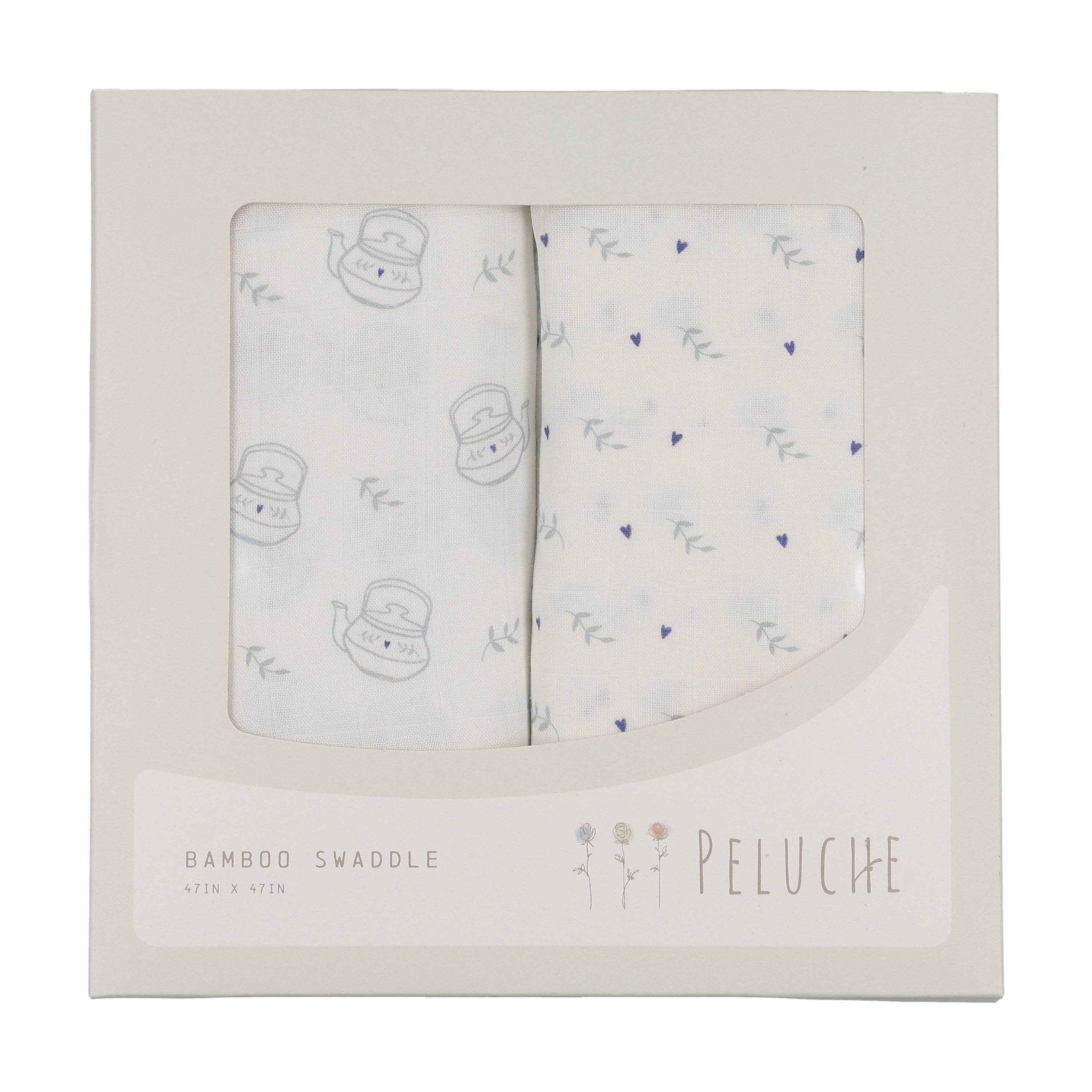 Peluche Two Pack Swaddle - Teakettle Blue