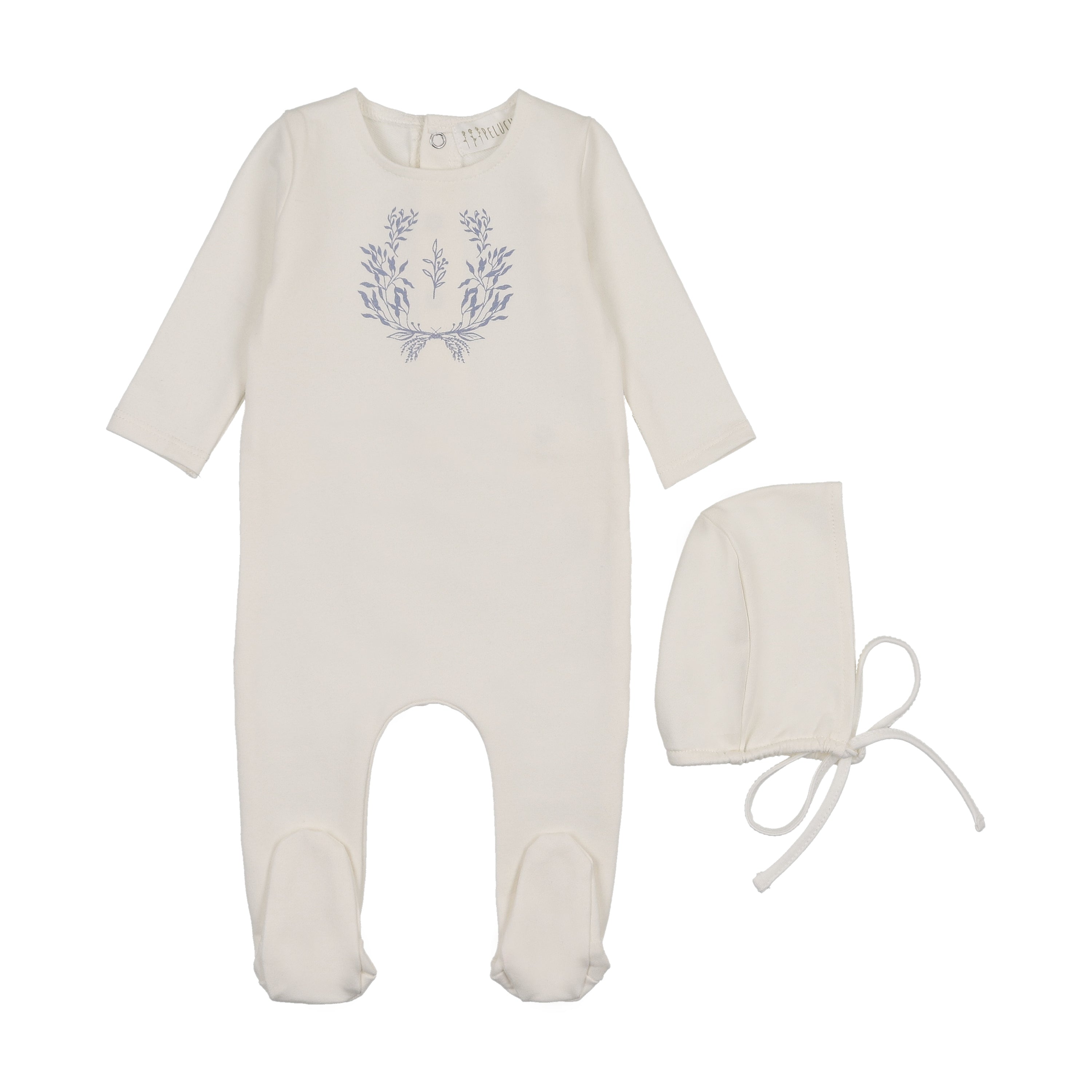 Peluche Botanical Footie & Hat - Blue