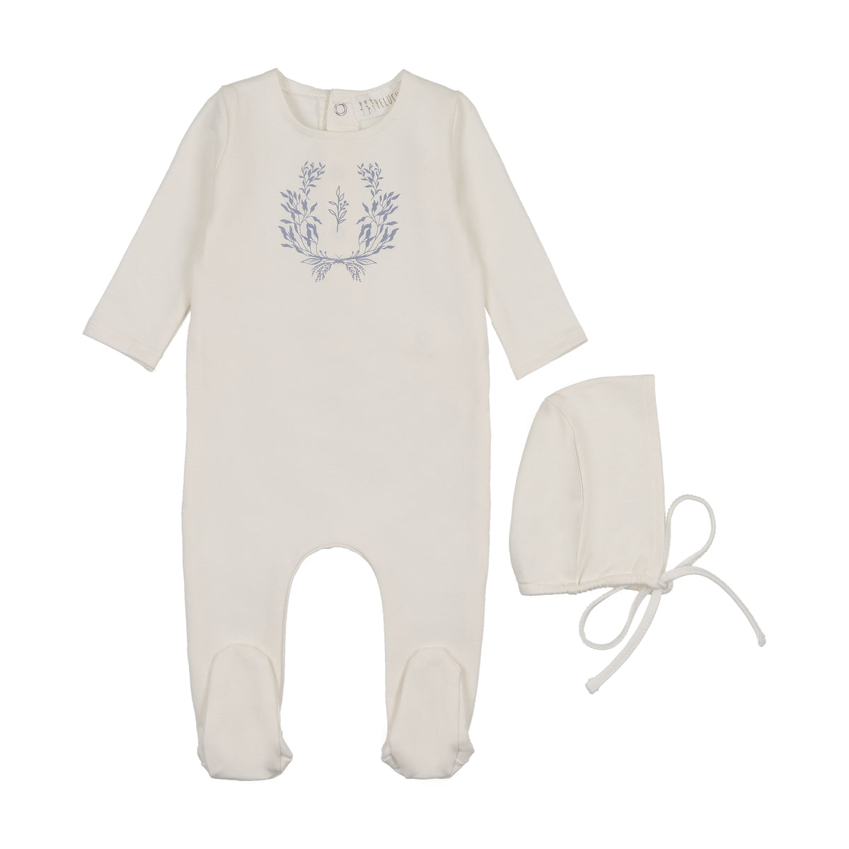 Peluche Botanical Footie & Hat - Blue
