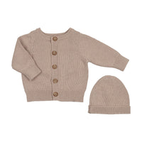 Peluche Embossed Knit Cardigan - Taupe
