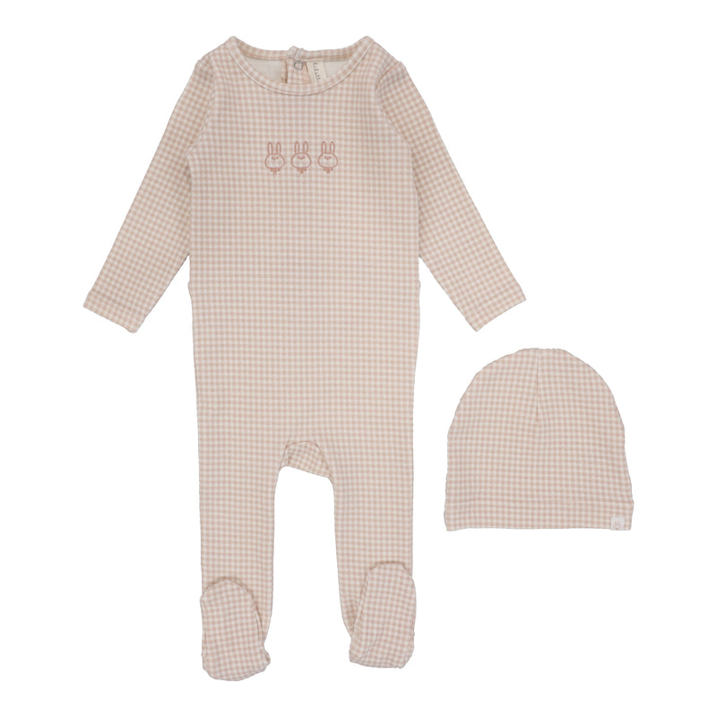 Lilette Gingham Bunny Footie & Hat