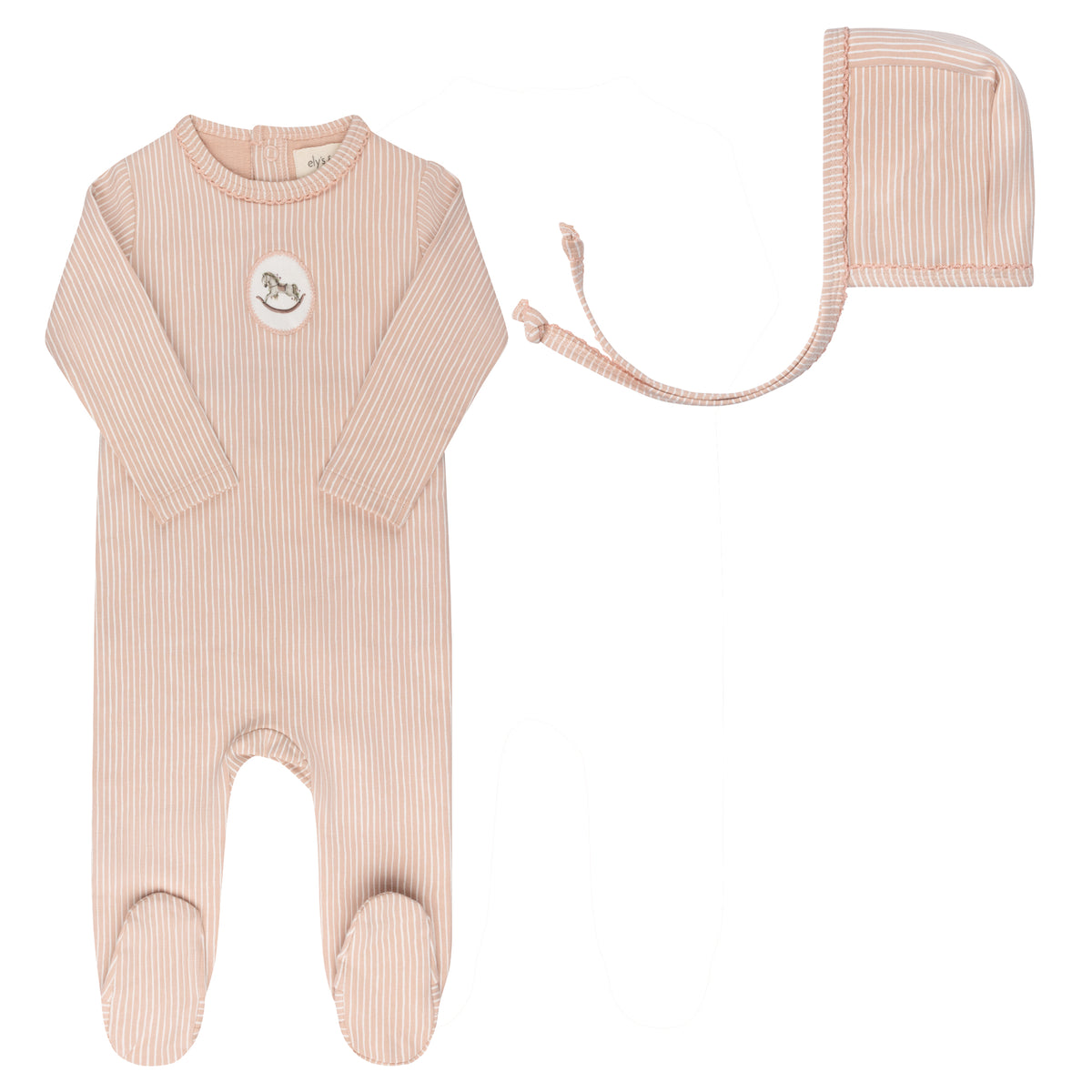 Aurora Rocking Horse Footie & Bonnet - Pink