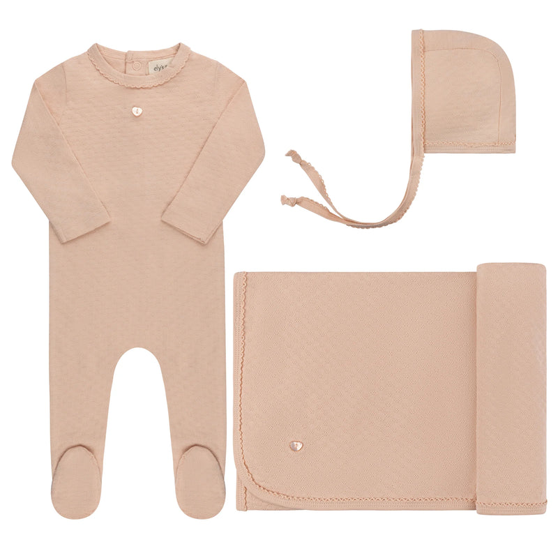Elys & Co Pointelle Heart/Star Button Layette Set