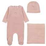 Bee & Dee Classic Velour Bow Wreath Layette Set