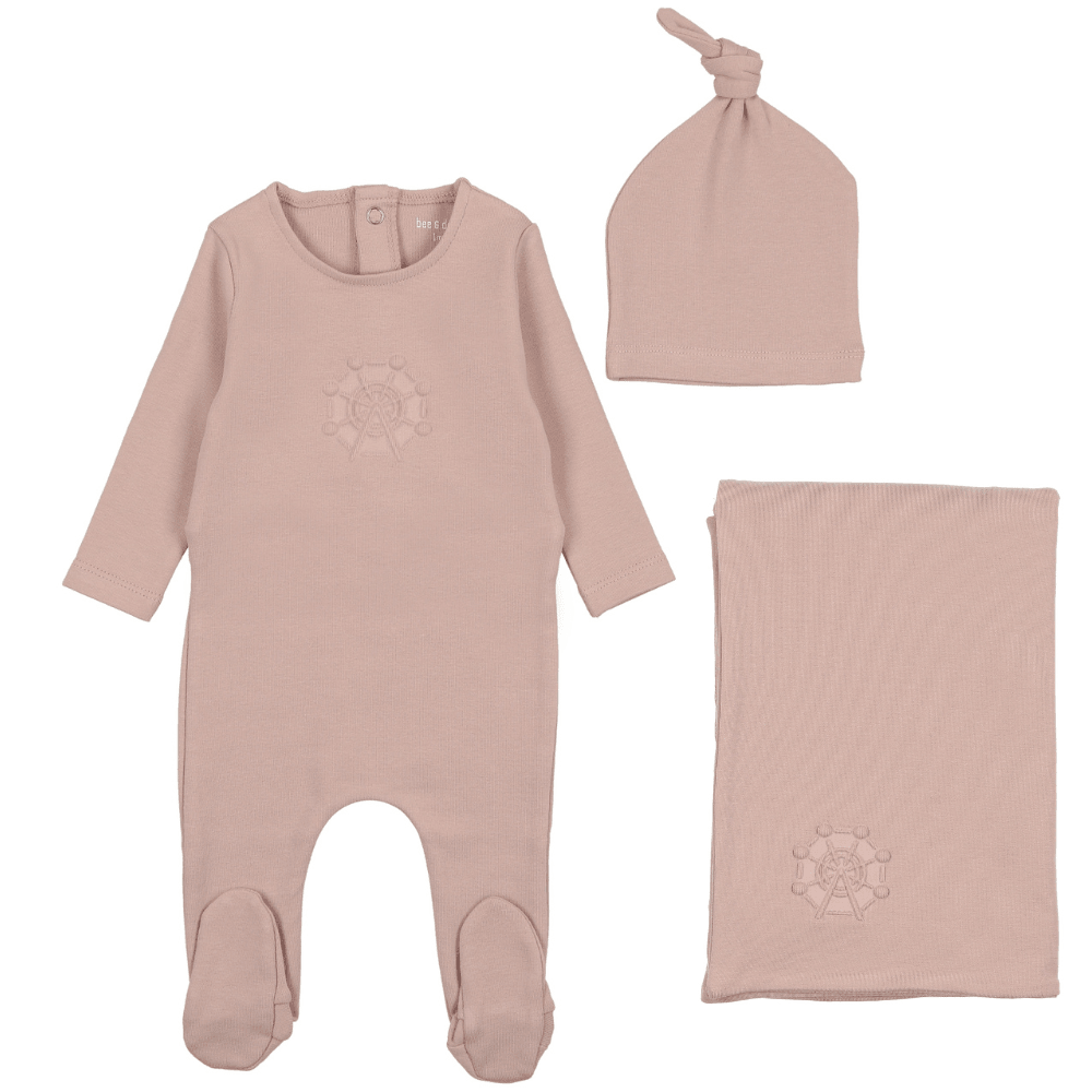 Bee & Dee Embossed Layette Set - Pink Smoke Bee & Dee Embossed Layette Set - Pink Smoke