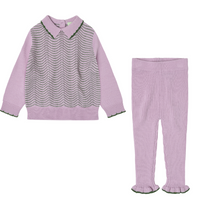 FUB Pointelle Blouse & Ruffle Leggings