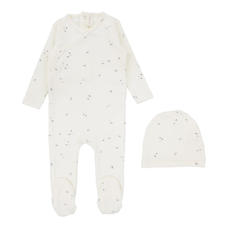 Lilette Printed Wrapover Footie & Hat AW24