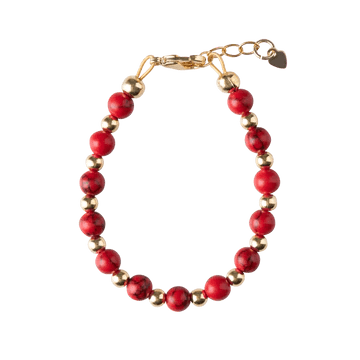 Picky Bracelet Red dye with gold beads