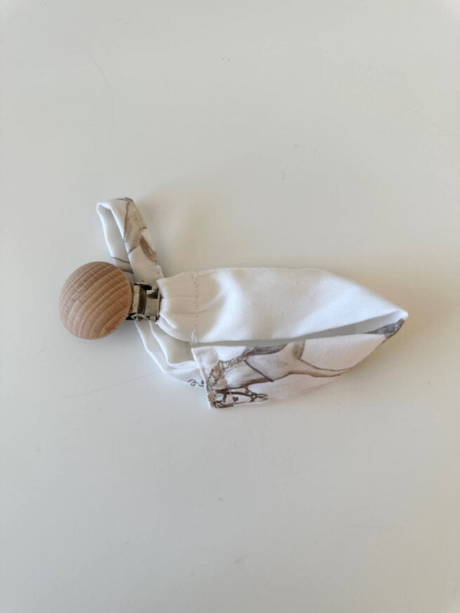 Petite Laure Rocking Horse Pacifier Clip  - Beige