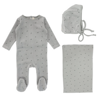 Lilette Scattered Cherry Velour Layette Set