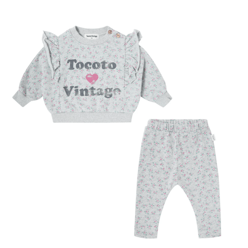 Tocoto Vintage Sweatshirt Flowers Print Set