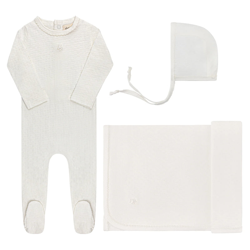 Elys & Co Pointelle Heart/Star Button Layette Set