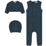 Mini P Cable Cardigan, Overalls & Hat Set