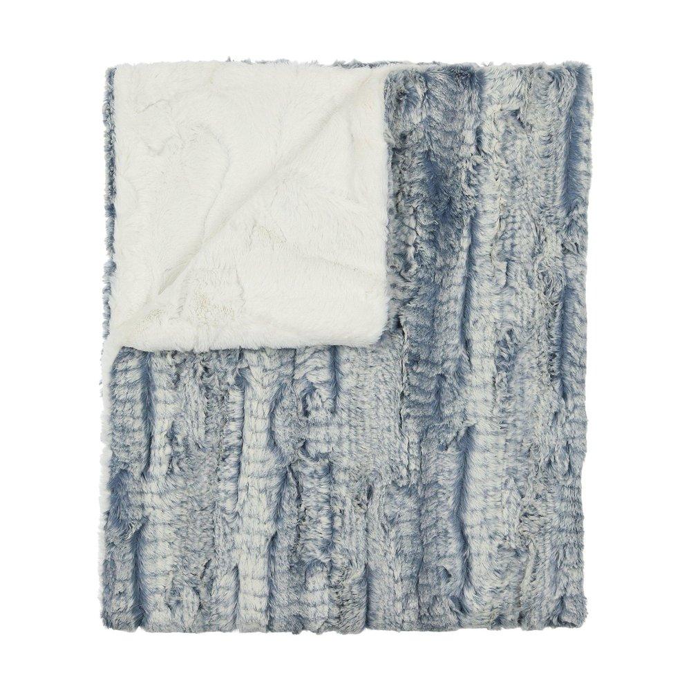 Peluche Lux Fur Stone Blue And Natural Blanket