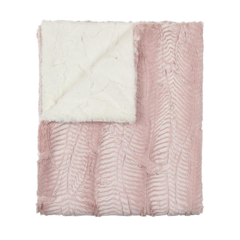 Peluche Lux Fur Stone Rose And Natural Blanket