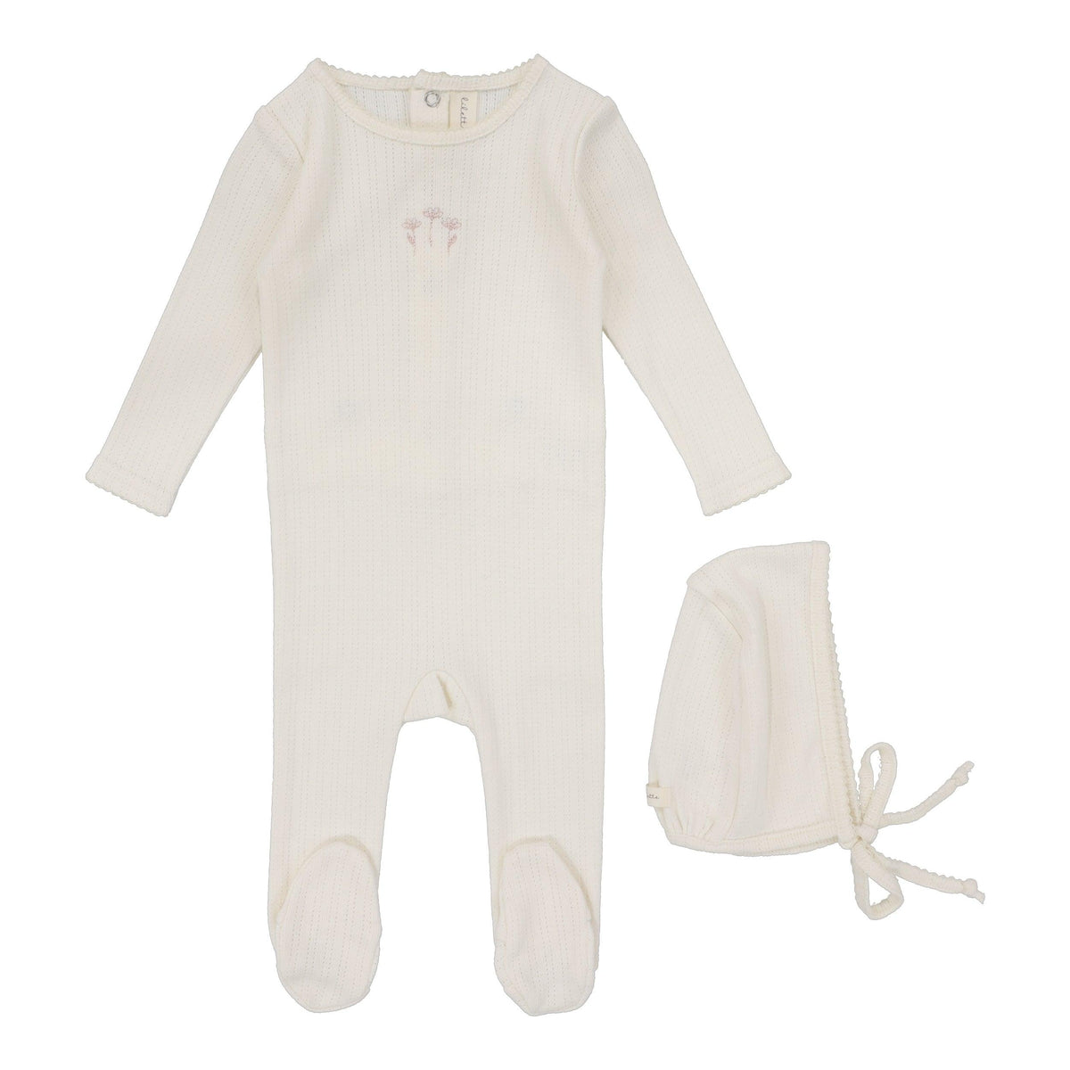 Lilette Striped Pointelle Footie & Hat