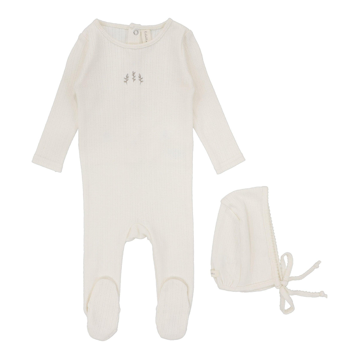 Lilette Striped Pointelle Footie & Hat