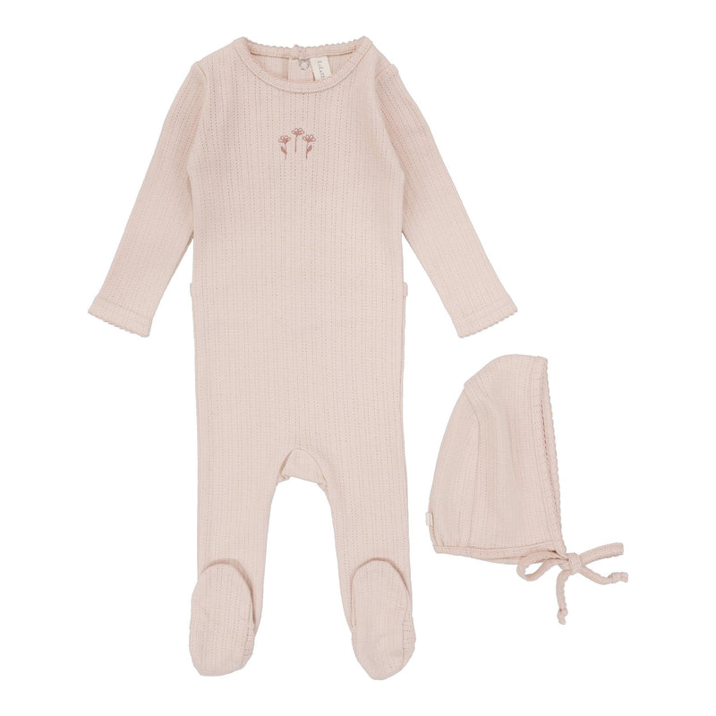 Lilette Striped Pointelle Footie & Hat