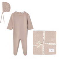 Little Fragile Crochet Bib Layette Set- Mushroom