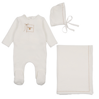 Bee & Dee Cute As A Button Layette Set - Chalk White