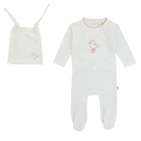 Bondoux Birdie Embroidery Footie & Beanie