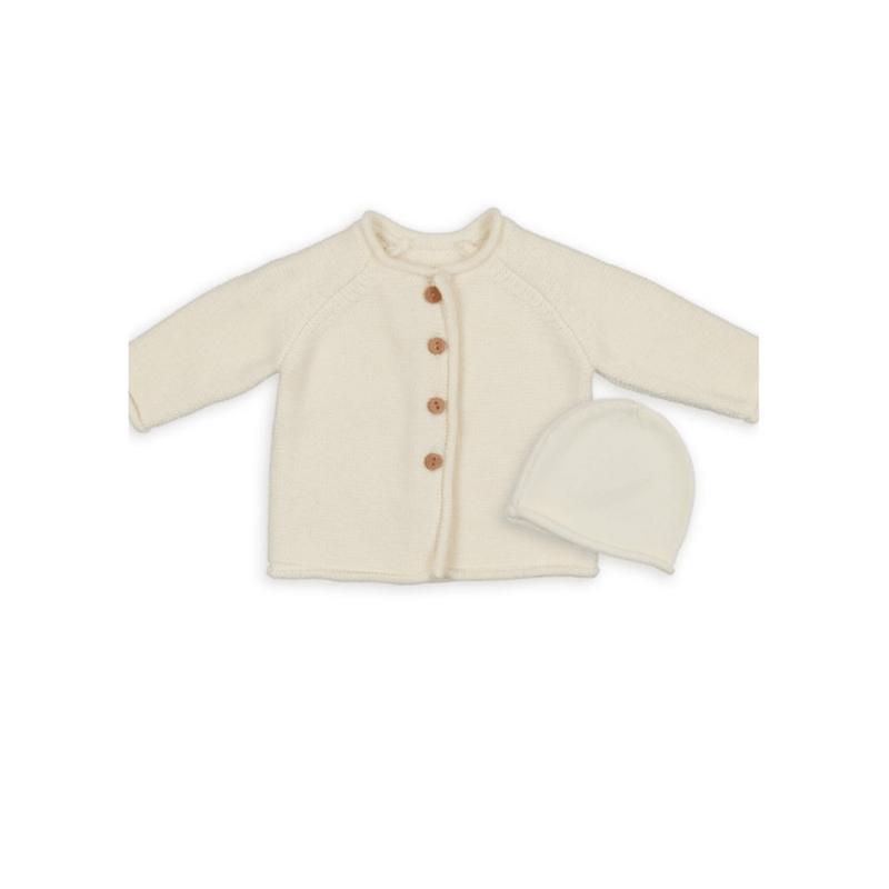 Peluche Cardigan And Beanie Set