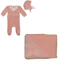 Bee & Dee Eyelet Velour Layette Set