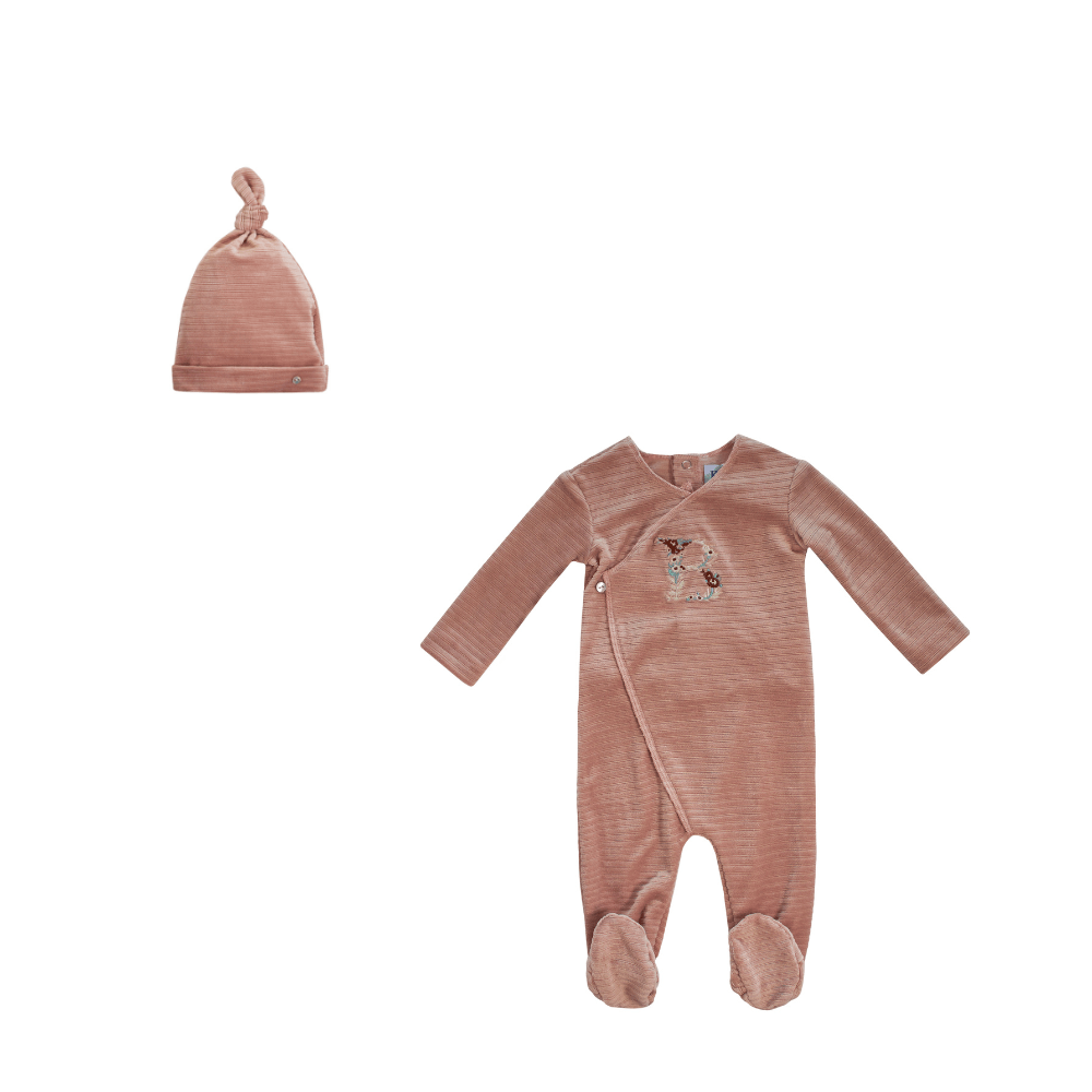 Kipp Rib Velour B Footie and Bonnet